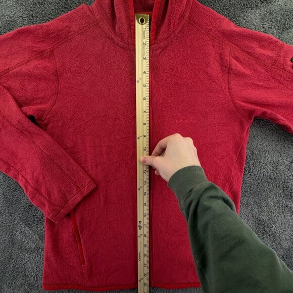 Patagonia Women’s Jacket Adult Fleece Red Hooded Small Full Zip W/ Logo, Pockets - Picture 2 of 16